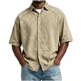 thumbnail image 3 of RongHuan Button Down Shirts for Men Casual Short Sleeve Cotton Shirt Summer Beach Outdoor Tops with Pocket, 3 of 8