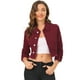 thumbnail image 1 of Chaqueta vaquera para mujer Chaqueta vaquera recortada lavada con botones deshilachados borgoña L, 1 of 6