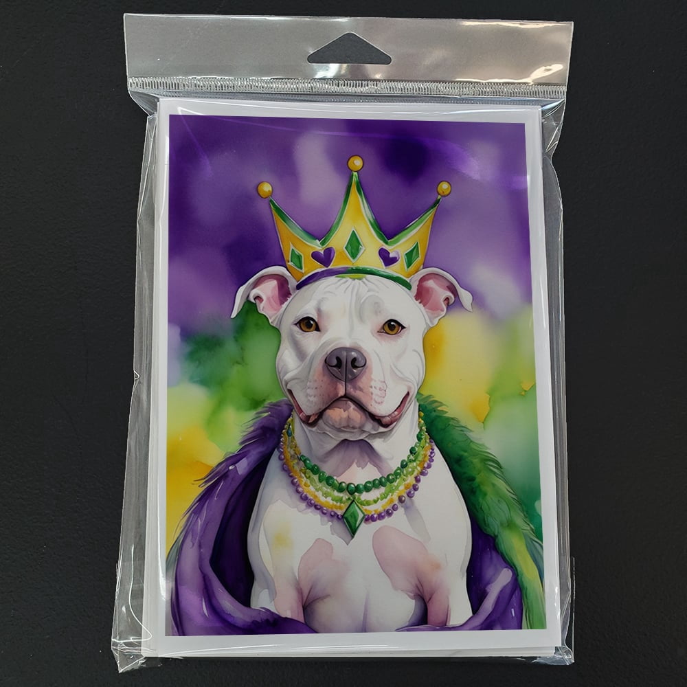 Pit Bull Terrier King of Mardi Gras Greeting Cards Pack of 8 7 in x 5 in
