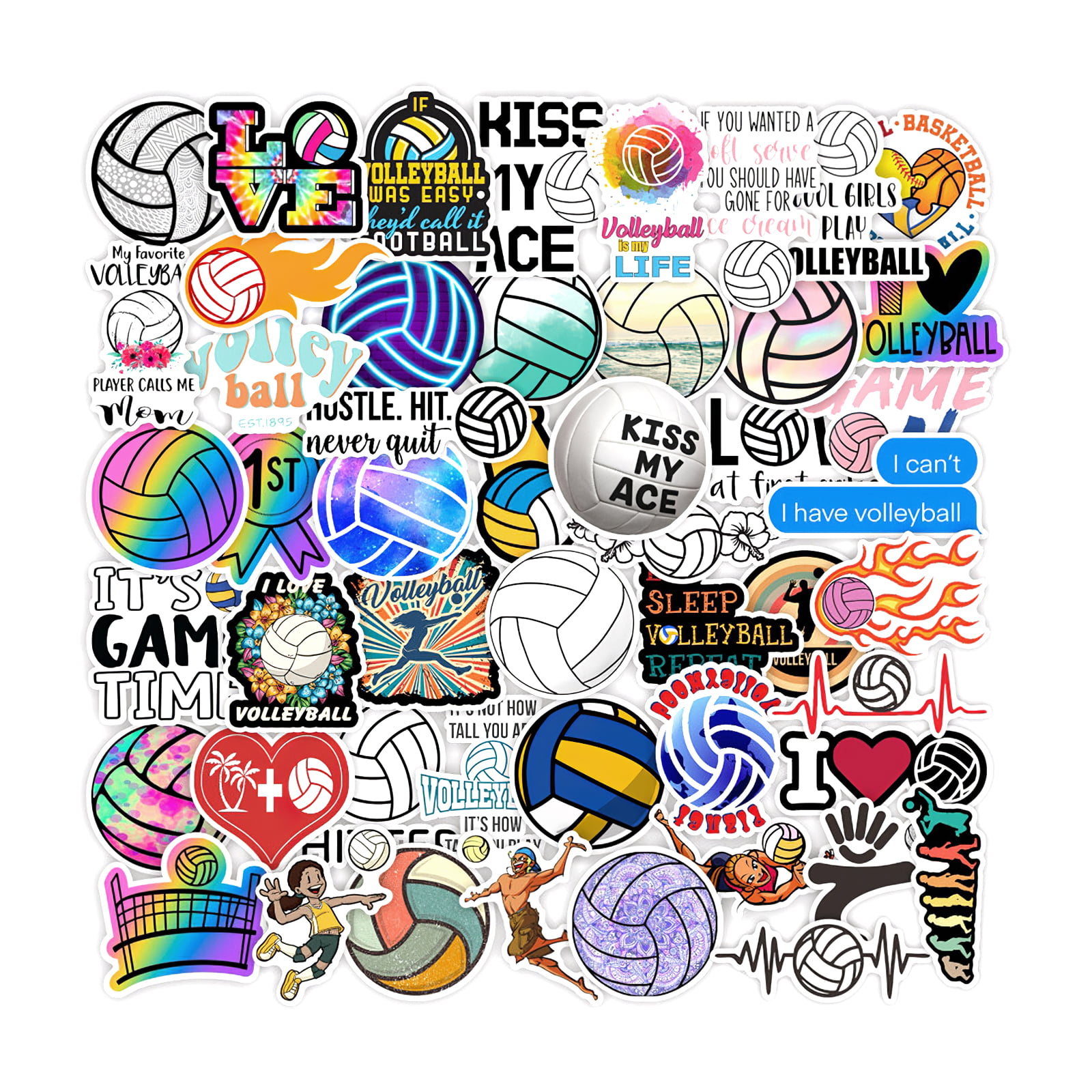 200 Pieces Volleyball Stickers Motivational Volleyball Decal Volleyball Waterproof Vinyl Scrapbook Stickers Volleyball Gifts for Teen Girls Team Laptop Water Bottle Phone 