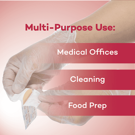 Dealmed Vinyl Medical Exam Gloves, Disposable, Non-Irritating, Latex-Free for First Aid and Medical Facilities, Clear (Large, Box of 100)