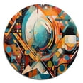 thumbnail image 2 of Designart "Geometric Vibrations Orange and Blue IV" Modern Geometric Metal Round Wall Art Prints, 2 of 5