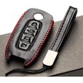 thumbnail image 4 of Vitodeco Genuine Leather Smart Key Fob Case Compatible with Nissan Sentra, Versa, Rogue, Pathfinder, Murano, Kicks, Ariya, Armada (Trunk Button, Black/Red), 4 of 5