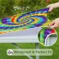 thumbnail image 6 of Colorful Rainbow Tie Dye Spiral Pattern Square Fitted Tablecloth with Elastic Edge,Square Table Cover,Washable Elastic Table Cover for Home Kitchen Party Decor 34"x34", 6 of 6