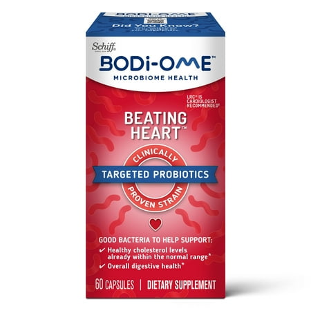 Bodi-ome Beating Heart Targeted Probiotic Capsules (60 count), Clinically Proven Strain, LRC Strain is Cardiologist Recommended‡, Dual-action Probiotic
