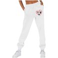 thumbnail image 2 of successthop Women Sweatpants Fleece Pants with Pockets Heart ELastic Waist Sportpants Lightweight Trousers White, 2 of 4