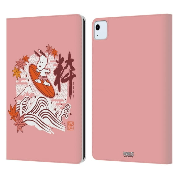 Head Case Designs Officially Licensed Peanuts Oriental Snoopy Surf Leather Book Wallet Case Cover Compatible with Apple iPad Air (2020)