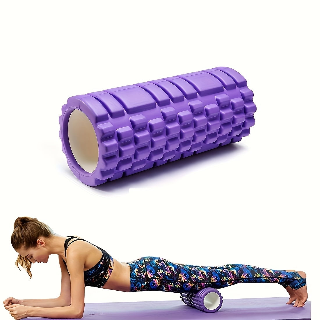 1 EVA Foam Roller Yoga Stick | Purple Deep Tissue Massage Roller for Back and Leg Muscle Exercise and Flexibility Improvement