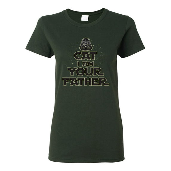 Cat I Am Your Father Cat Lover Womens Graphic T-Shirt, Forest Green, XX-Large