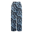 thumbnail image 4 of Vacation Beach Floral Palazzo Pants Ladies Elastic Drawstring Waist Loose Wide Leg Pants with Side Pockets Blue M, 4 of 8
