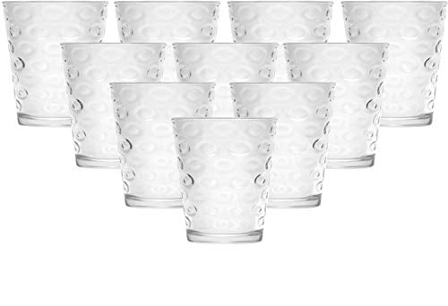 7 oz 4 piece Set Home & Kitchen Entertainment Glassware for Water Beer Circleware Chevron Juice Drinking Glasses Whiskey Bar Decor Clear Heavy Base Tumbler Beverage Ice Tea Cups Milk 