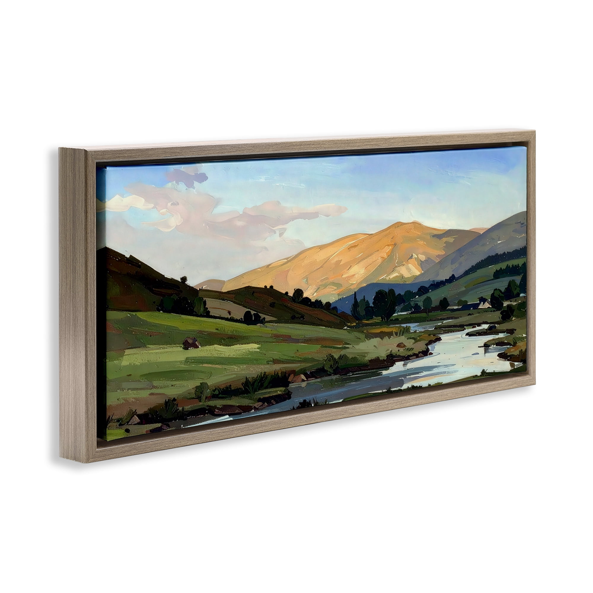 Stupell Industries Across The Valley Landscape Brown Framed Floater Canvas Wall Art, design by Alonza Saunders