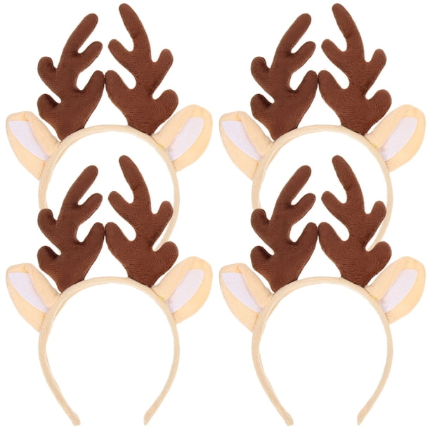 KAKOWELY 4 diademas navideñas de astas, cuernos de ciervo, lindas diademas navideñas