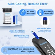 Glucose Monitor, Blood Sugar Monitor Test Kit, 50 Diabetic Test Strips & 50 Lancets, Glucose Meter with Carrying Bag, No Coding Glucometer