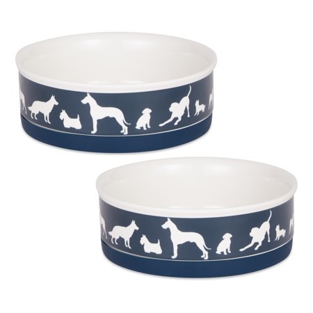UPC: 0072456144089 | Pet Bowl Dog Show Navy Medium 6Dx2H (Set of 2)