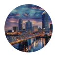 thumbnail image 4 of Orinice City Skyline Bridge River Round Table Cover Stain Resistant Washable Indoor Outdoor Tablecloth Kitchen Dining Wedding Parties Outdoor Fitted 100% Polyester Fiber 31-35, 4 of 8
