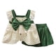 thumbnail image 1 of Conjuntos de dos piezas para niños, Top sin mangas con ribete de encaje, pantalones cortos, camisa con decoración de lazo de verano, conjunto de pantalones cortos, verde, talla 90, 1 of 5