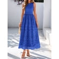 thumbnail image 5 of Women'S Summer Dresses Sleeveless Crewneck A-Line Boho Lace Eyelet Tank Maxi Dress with Pockets Blue L, 5 of 10
