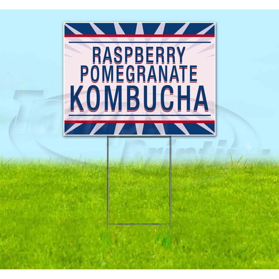 Raspberry Pomegranate Kombucha (18"" X 24"") Yard Sign, Includes Metal Step Stake