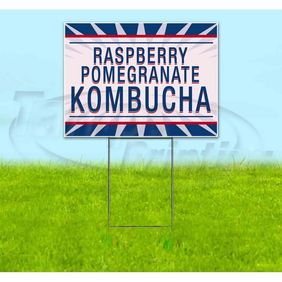 Raspberry Pomegranate Kombucha (18"" X 24"") Yard Sign, Includes Metal Step Stake