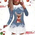 thumbnail image 2 of Vestido de alce de dibujos animados para mujer, minivestido Sexy de manga corta con copos de nieve de Navidad, ropa de fiesta de invierno, 2 of 5