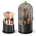 thumbnail image 1 of Soporte para brochas de maquillaje JIANGLAI 360, giratorio con tapa, negro, 1 of 7