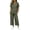 Blackish Green, variant on Women Cotton Linen 2 Piece Set Loose 3/4 Pants Drawstring Waist Casual Tops Trousers Suits for Home