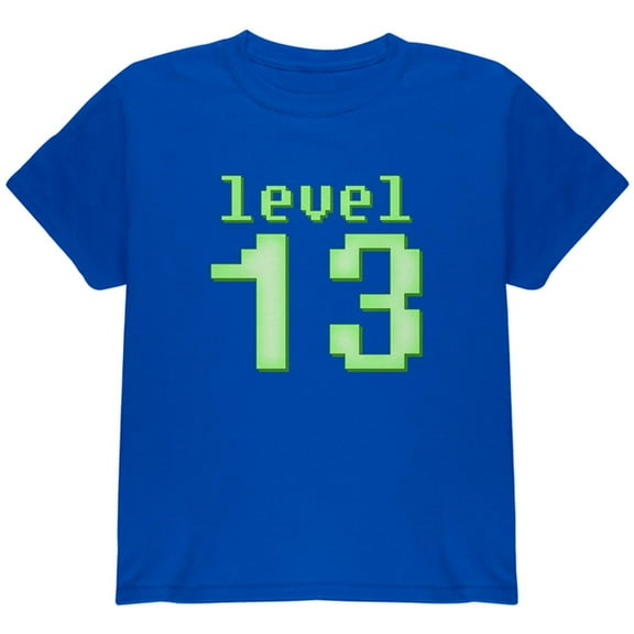 Gamer Milestone Birthday Level 13 Youth T Shirt Royal YLG