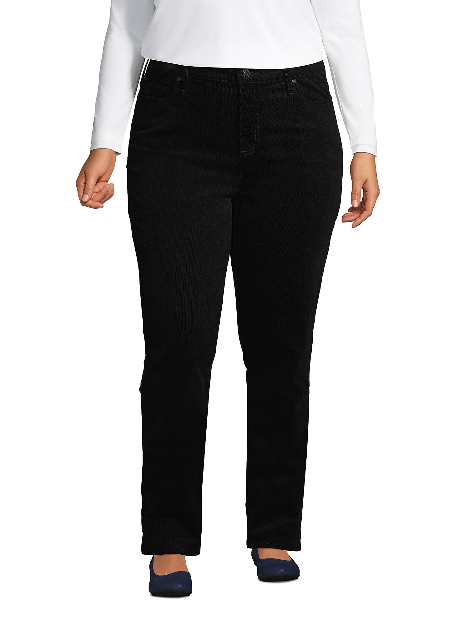 Lands' End Women's Plus Size Mid Rise Straight Leg 18 Wale Corduroy