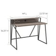 thumbnail image 5 of Leick Home Fletcher Contemporary Writing Desk with Single-Shelf, Roughsawn Oak/Gunmetal, 5 of 16