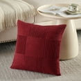 thumbnail image 3 of Fancy Homi Set of 2 Burgundy Boho Decorative Throw Pillow Covers 16x16 Inch for Living Room Bedroom Couch Bed Sofa, Modern Farmhouse Home Decor, Soft Striped Plaid Corduroy Accent Cushion Case, 3 of 6