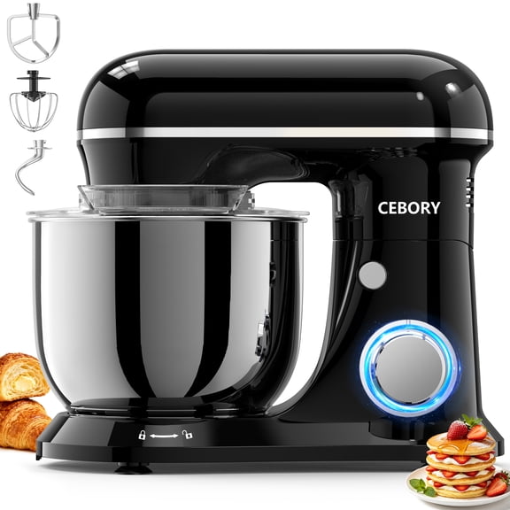 CEBORY 4 QT 3-in-1 Stand Mixer, 10-Speed Tilt-Head Electric Kitchen Mixer with Dough Hook, Beater, Whisk, and Stainless Steel Bowl for Home Baking