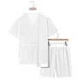 thumbnail image 7 of hotojiny Men's 2 Piece Set Summer Beach Outfits Breathable Hollow out Mesh Button down Shirts Shorts Set Casual Tracksuit(White,Medium), 7 of 7