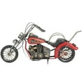 thumbnail image 5 of 18" x 9" Red Metal Handmade Vintage Style Motorcycle Sculpture with Flames on the Gas Tank, by DecMode, 5 of 8