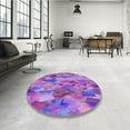 thumbnail image 4 of Ahgly Company Machine Washable Indoor Round Transitional Purple Area Rugs, 3' Round, 4 of 7