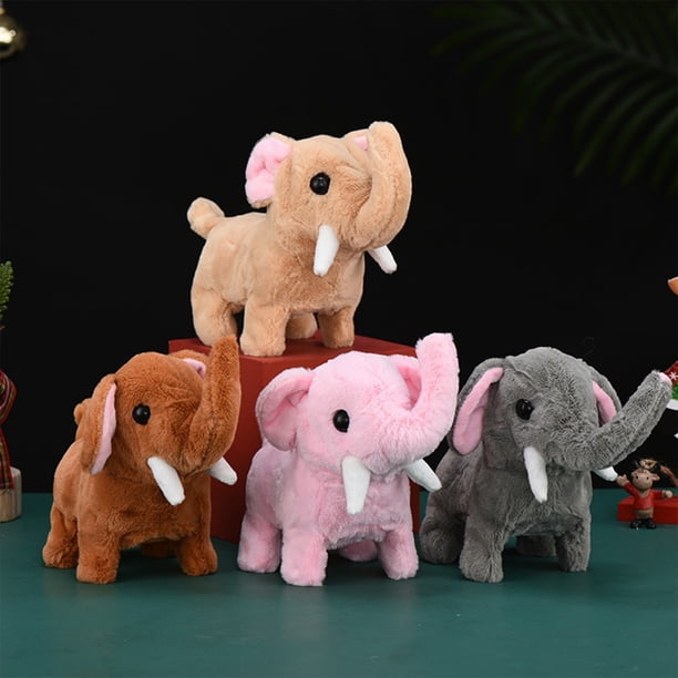 Juguete de peluche para caminar que funciona con pilas | Movimientos y sonido realistas | Compañero de juego interactivo suave | Tamaño portátil pequeño: 7.28"x6.10"x3.15" | Rosa Marrón Gris Caqui |