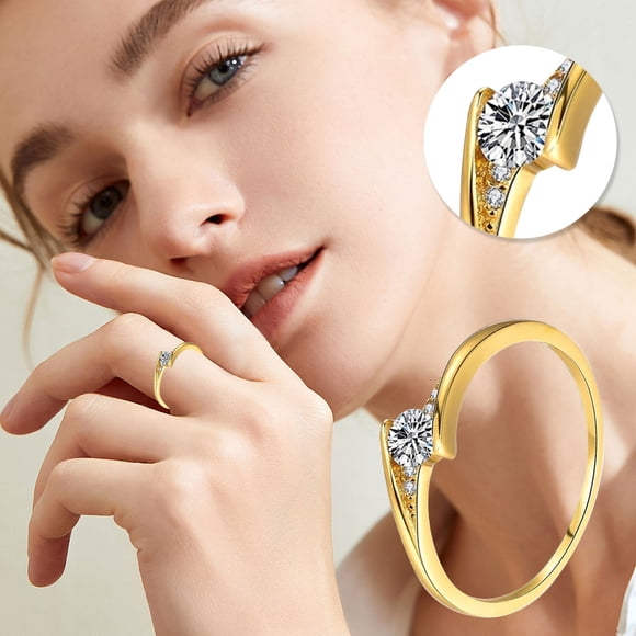 Anillo de moda para mujer, anillo con incrustaciones de diamantes, anillo de compromiso con microincrustaciones de diamantes
