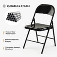 thumbnail image 3 of 6 Pack All-Steel Metal Folding Chairs, Black Heavy Duty Metal Foldable Dining Chair with Backrest, 350 LBS Load Capacity Portable Fold Chair for Home Office Indoor Outdoor Events, 3 of 7