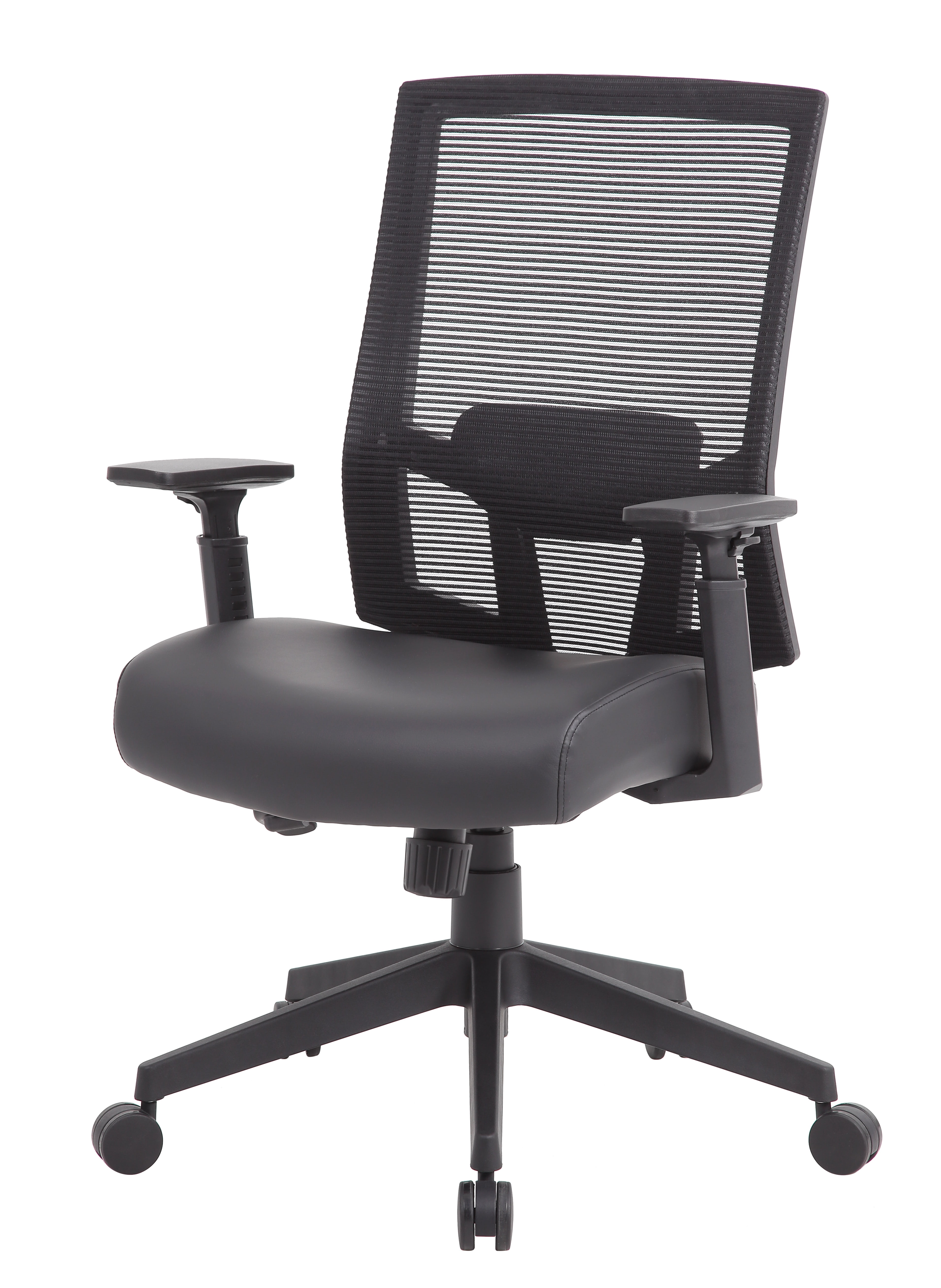 Boss Office Products Mesh Back Vinyl Task Chair with Synchro-Tilt, Black
