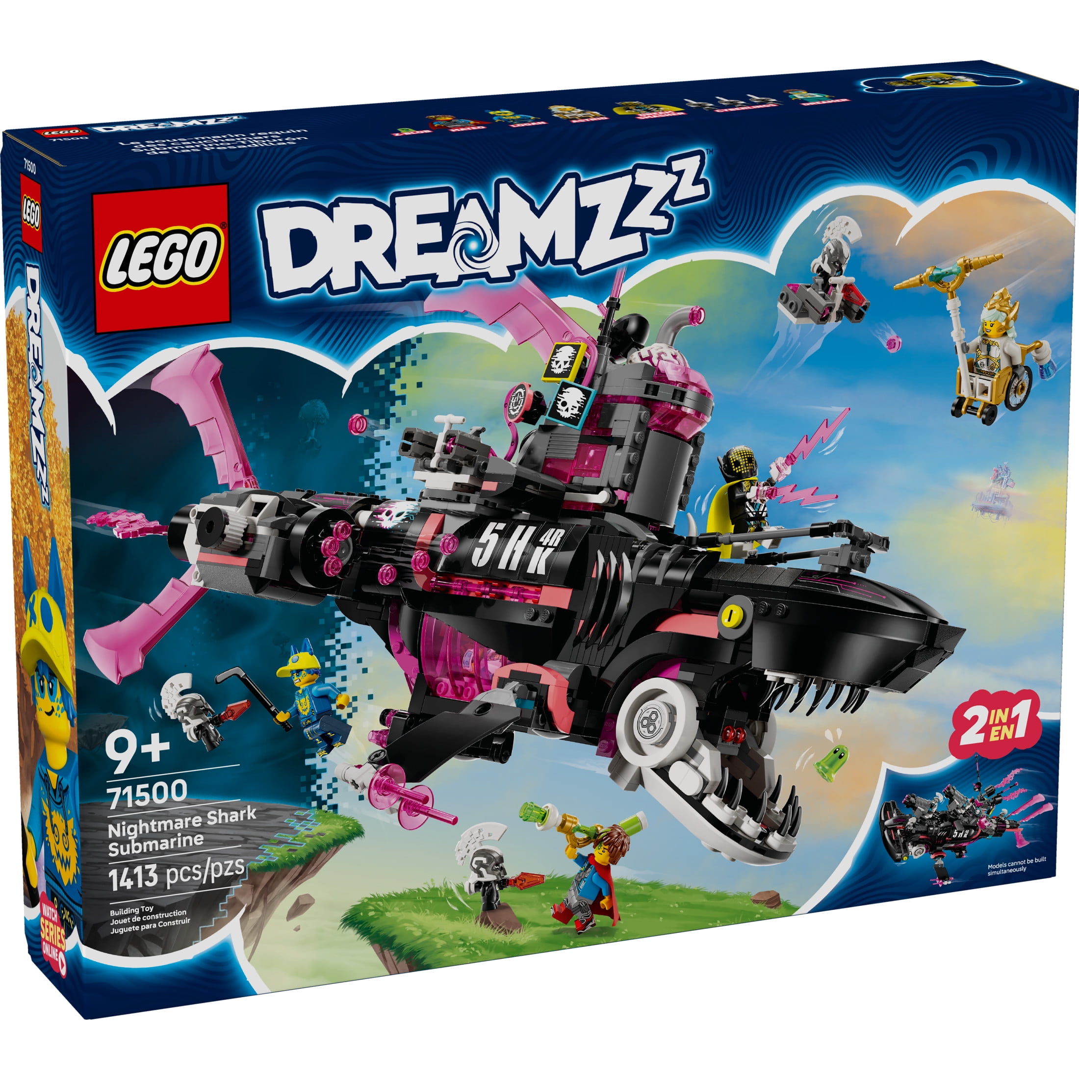 LEGO DREAMZzz Nightmare Shark Submarine Building Toy for Kids - Pretend Play Set & Figures for Boys & Girls, Ages 9+ - Rebuild as a Battleship or Submarine Toy - Gift Idea for Birthdays - 71500
