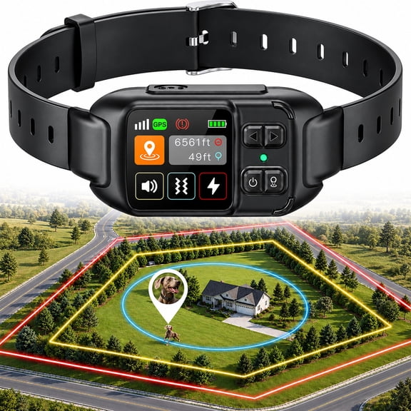 CICPAP GPS Wireless Dog Fence, 2 Fence Modes, 49-6561ft Radius & Custom-Shaped Boundary, No App or Subscription, Waterproof Dog Collar