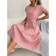 thumbnail image 4 of Robe Chic à Manches Courtes Taille Haute Printemps Été pour Femmes Mode Florale, 4 of 7