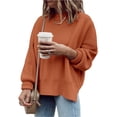 thumbnail image 2 of Fall Winter Crewneck Women Casual Knit Sweater Ribbed Side Slit Loose Pullover, 2 of 5