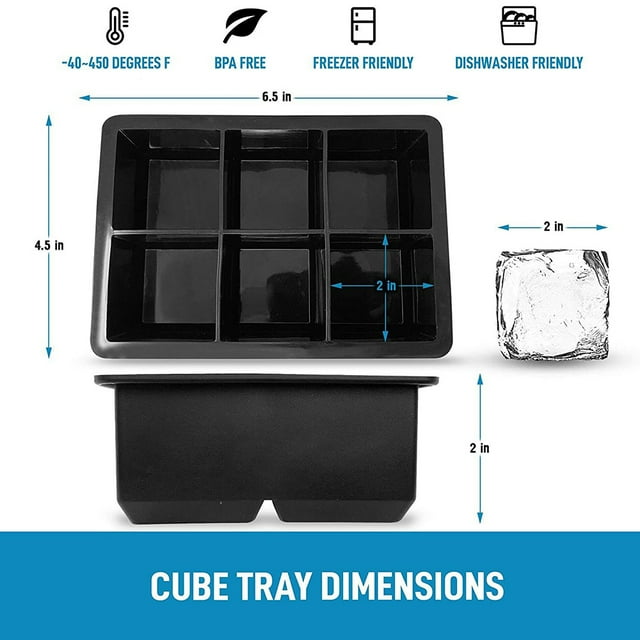 Bandeja de cubitos de hielo de silicona de grado alimenticio 6 rejillas de hielo cuadrado Leyfeng Molde de cubitos de hielo