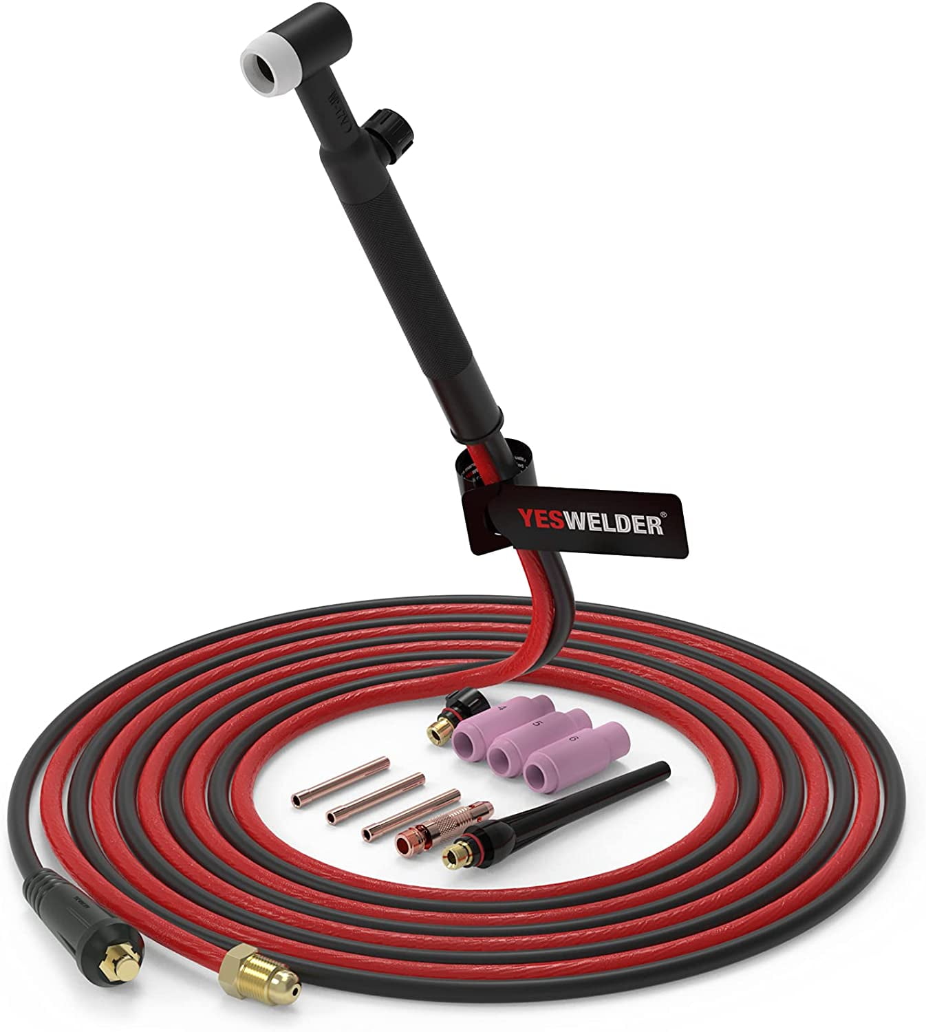 SÜA 9V Series TIG Torch - 125 Amp, Air Cooled, 1-Piece Cable, Dinse Connector (Model 9V-1PC-DINSE)