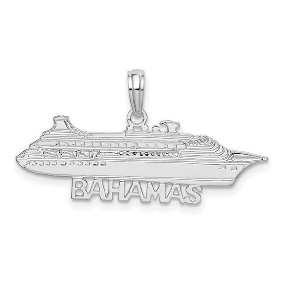 Finest Gold Sterling Silver Polished Bahamas Cruise Ship Pendant