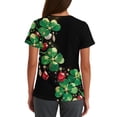thumbnail image 3 of St. Patrick's Day Womens Scrub Top Irish Shamrock Printed Short Sleeve Nurse Uniforms Workwear Stretchy V Neck Holiday Blouse T-Shirt, 3 of 3