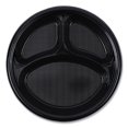 thumbnail image 5 of Boardwalk Hi-Impact Plastic Dinnerware, Plate, 3-Compartment, 10" dia, Black, 125/Sleeve, 4 Sleeves/Carton, 5 of 9