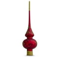 thumbnail image 2 of Santa and Mistletoe Wreath on Red Glass Christmas Tree Topper 11 Inches, 2 of 3
