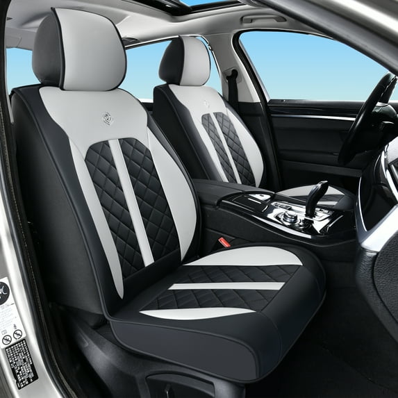 2007 Car Seat Cover for Toyota Camry LE, Black and Gray Car Seat Covers, Waterproof Leather, 5 Piece Full Set, Non-slip, Easy to Clean and Install, Protect and Upgrade Seats
